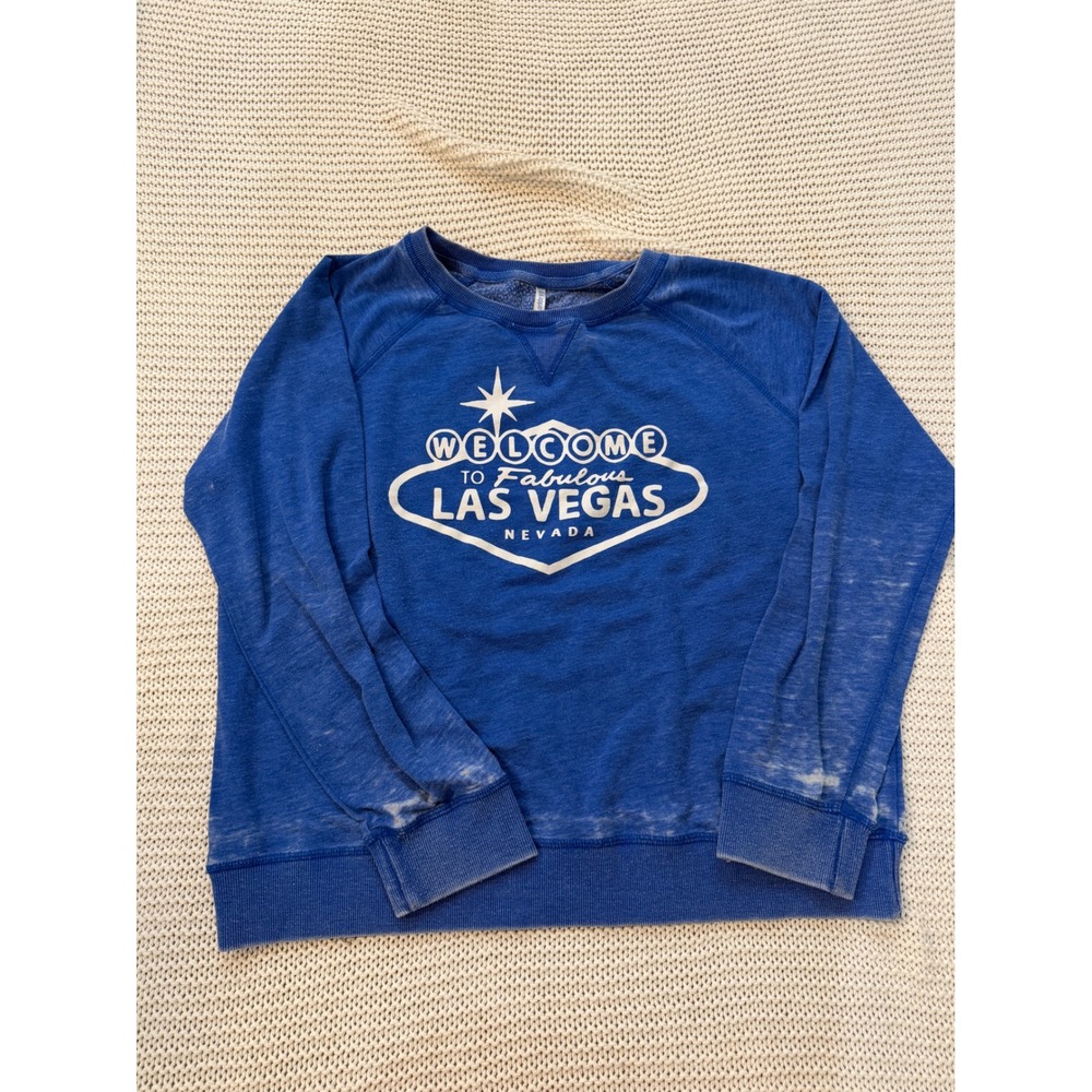 U.S. Apparel Las Vegas Graphic Sweatshirt Blue Acid Wash Crewneck Mens 2XL